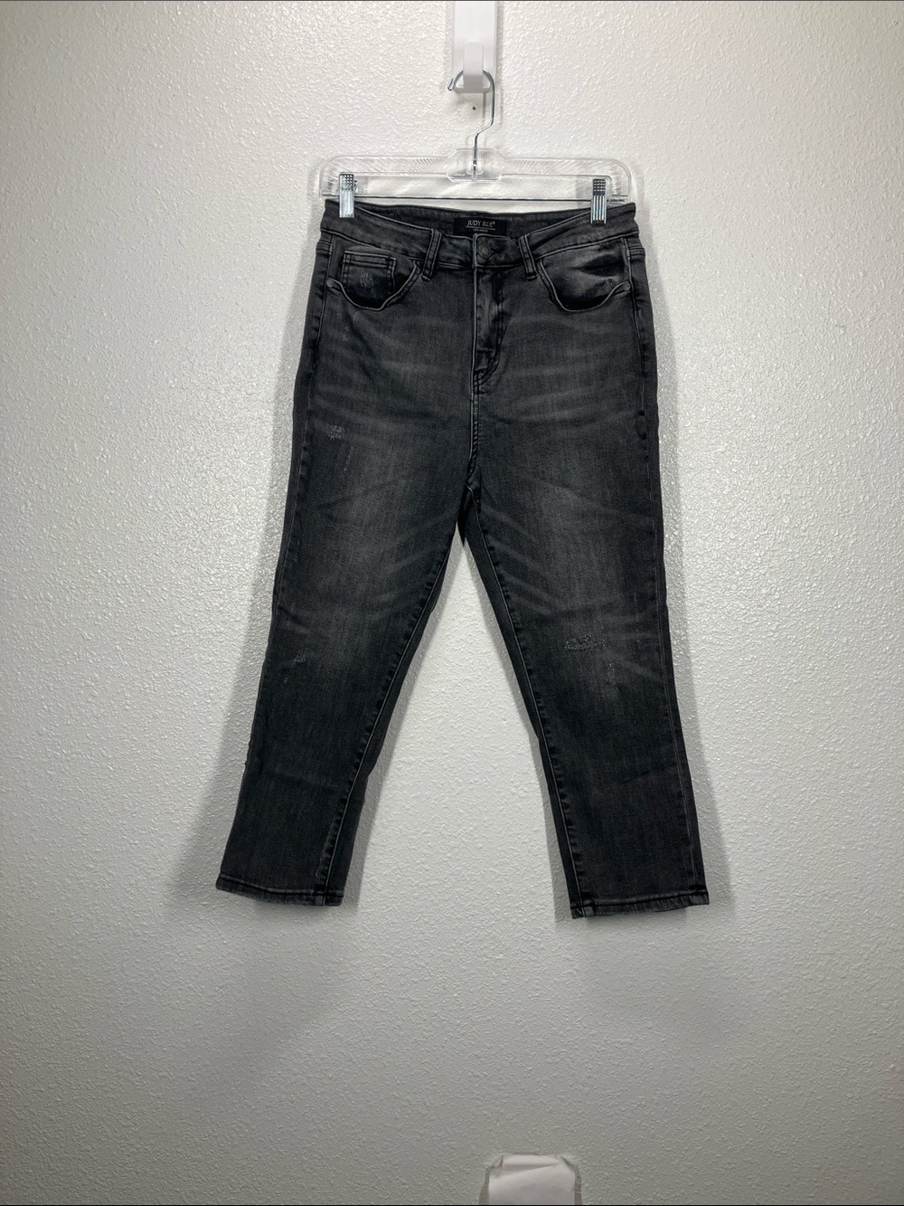 Judy Blue Jeans Womens 9|29 Black Distressed Skinny Fit Capri Crop Denim